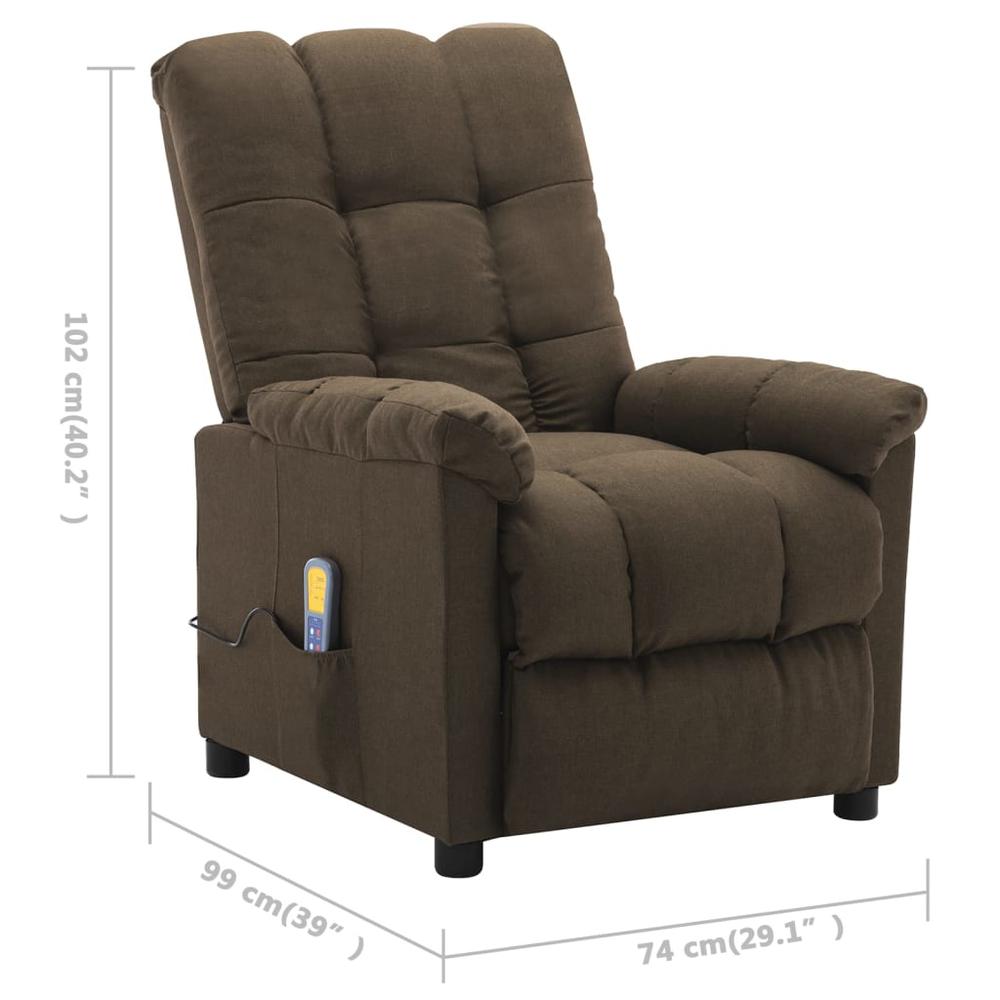 vidaXL Electric Massage Recliner Brown Fabric, 3074040. Picture 11
