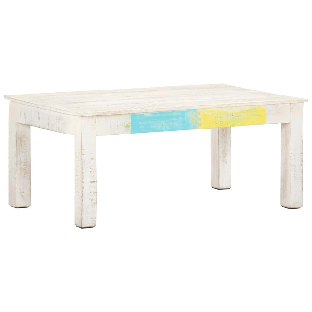 vidaXL Coffee Table White 43.3"x23.6"x17.7" Solid Mango Wood. Picture 1