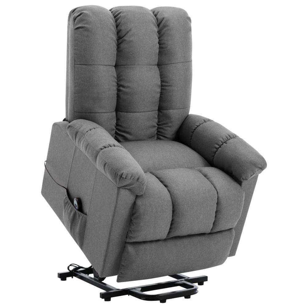 vidaXL Stand-up Recliner Light Gray Fabric. Picture 1