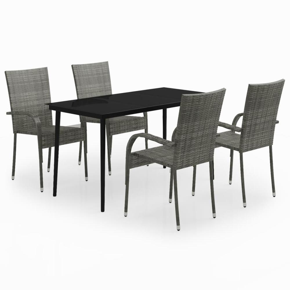vidaXL 5 Piece Patio Dining Set Gray and Black, 3099409. Picture 2