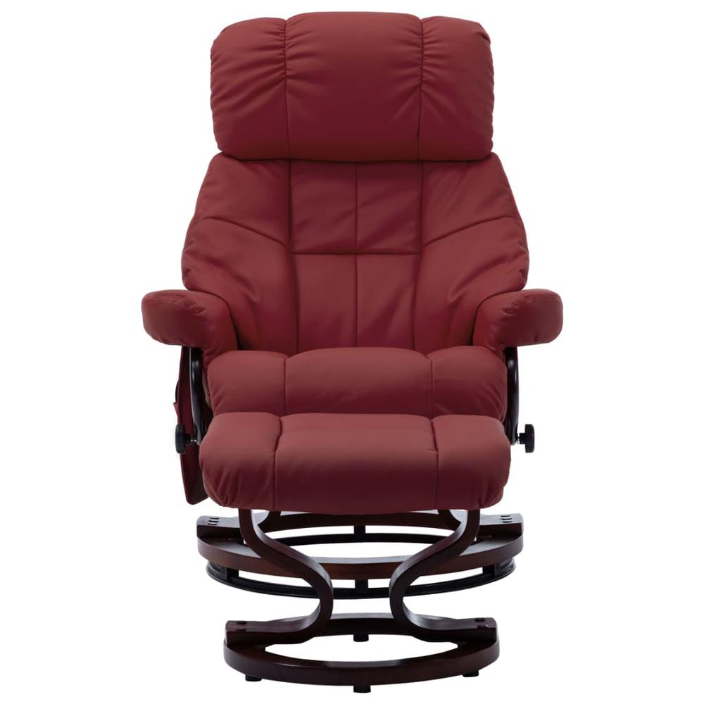 vidaXL Massage Reclining Chair Wine Red Faux Leather and Bentwood. Picture 2