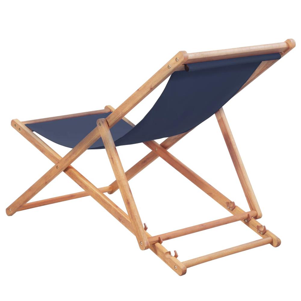 vidaXL Folding Beach Chair Fabric and Wooden Frame Blue, 44000. Picture 2