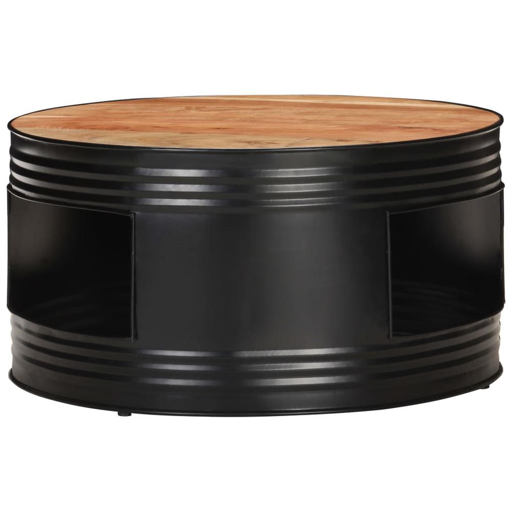 vidaXL Coffee Table Black 26.8"x26.8"x14.2" Solid Acacia Wood. Picture 2