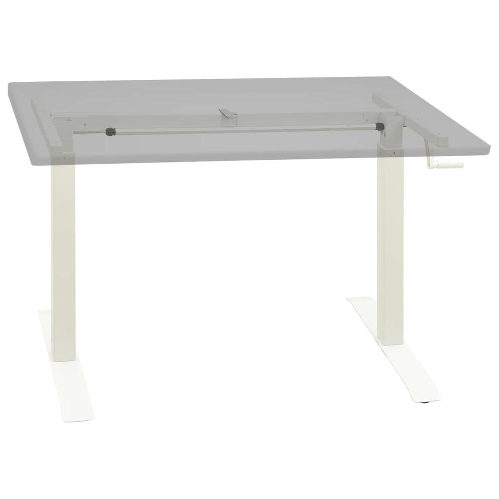 vidaXL Manual Height Adjustable Standing Desk Frame Hand Crank White. Picture 2