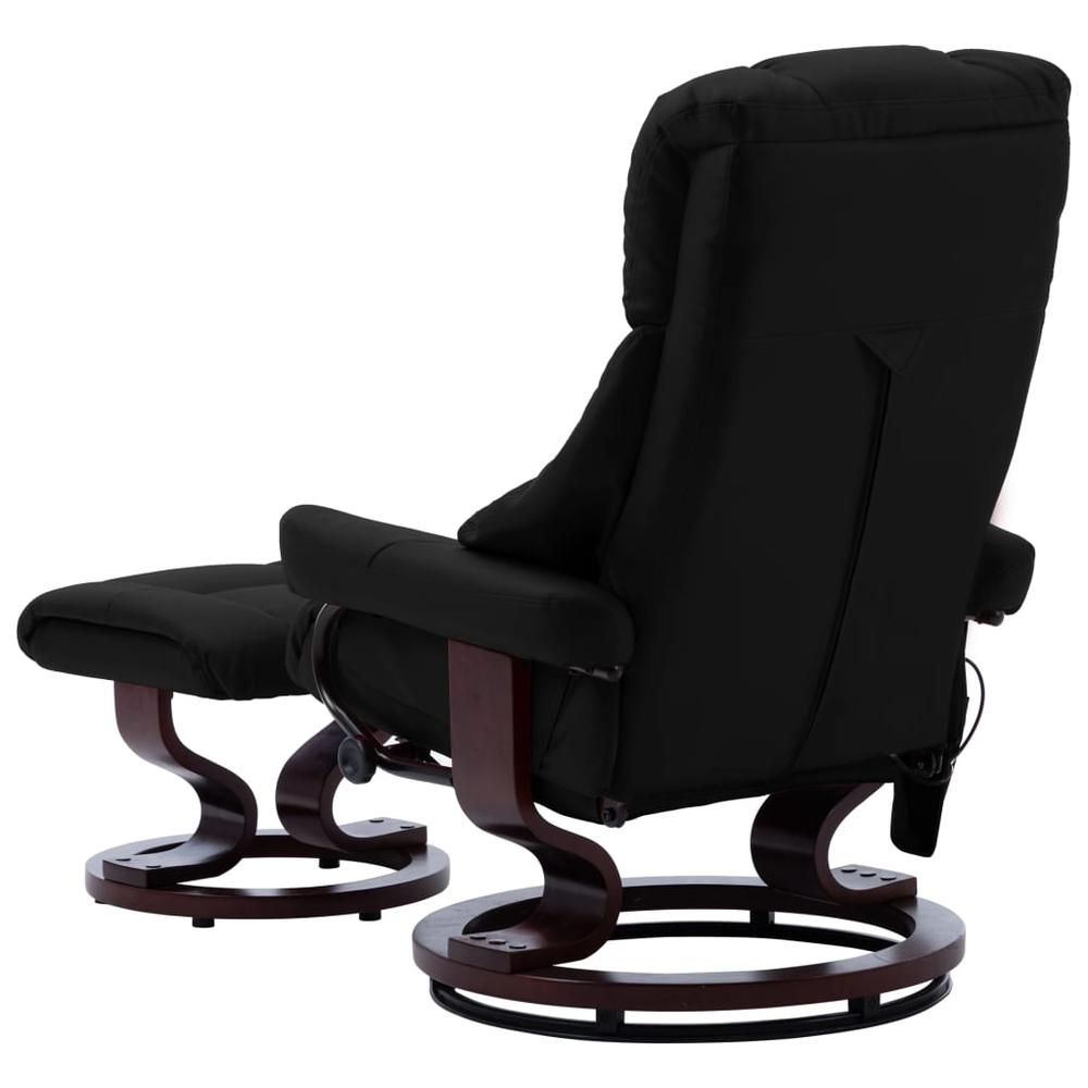 vidaXL Massage Reclining Chair Black Faux Leather and Bentwood. Picture 4
