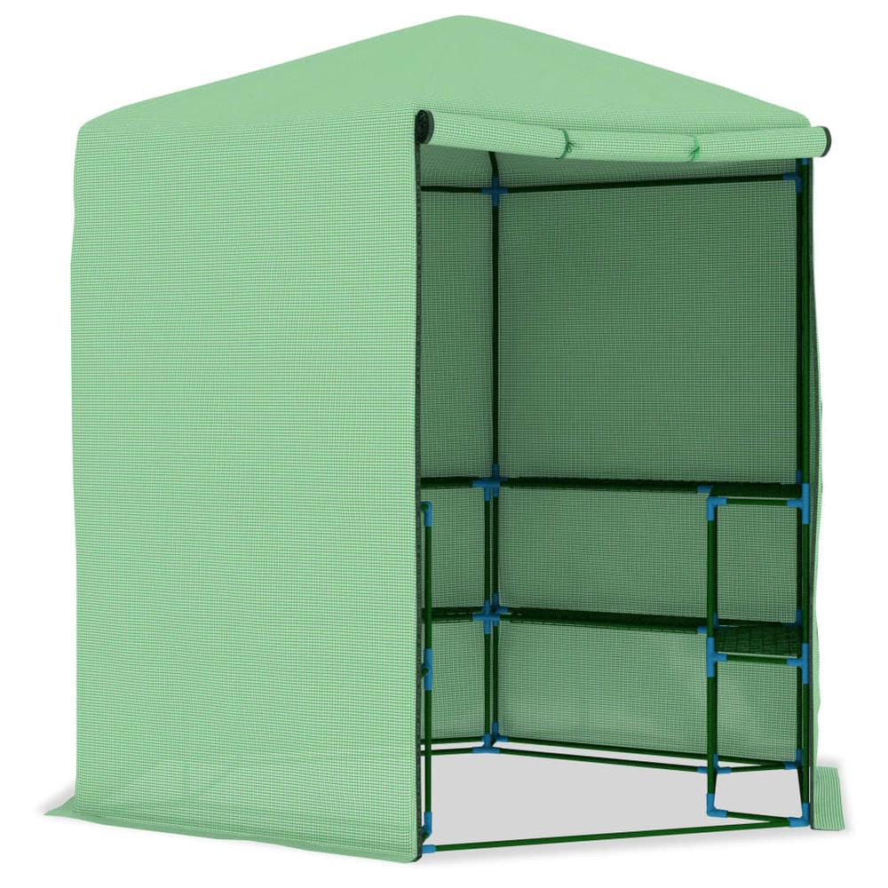 vidaXL Greenhouse with Shelves Steel 89.4"x87.8" 8166. Picture 3