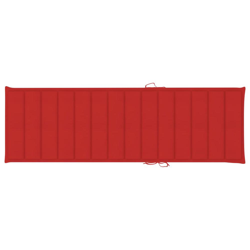 vidaXL Sun Lounger Cushion Red 78.7"x23.6"x1.2" Fabric. Picture 2