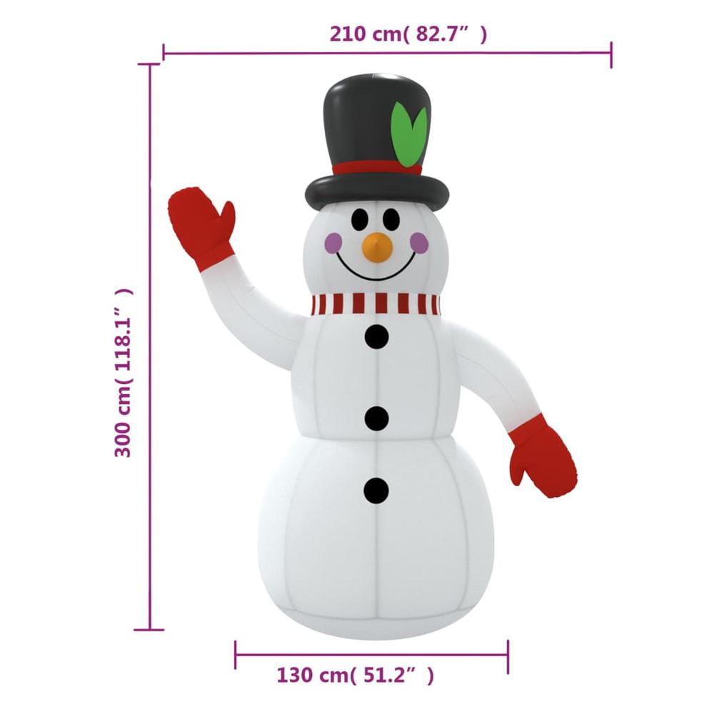 vidaXL Inflatable Snowman with LEDs 118.1", 345370. Picture 12