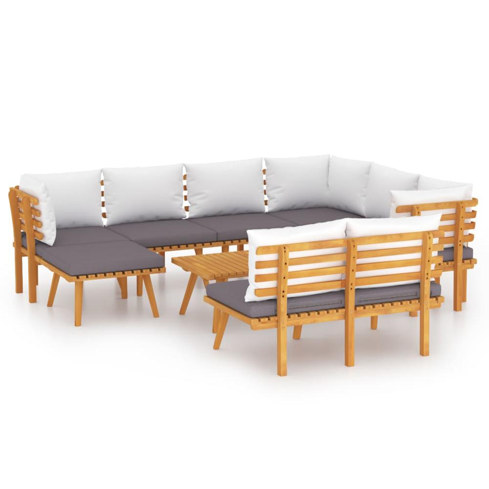 vidaXL 9 Piece Patio Lounge Set with Cushions Solid Acacia Wood, 3087018. Picture 2