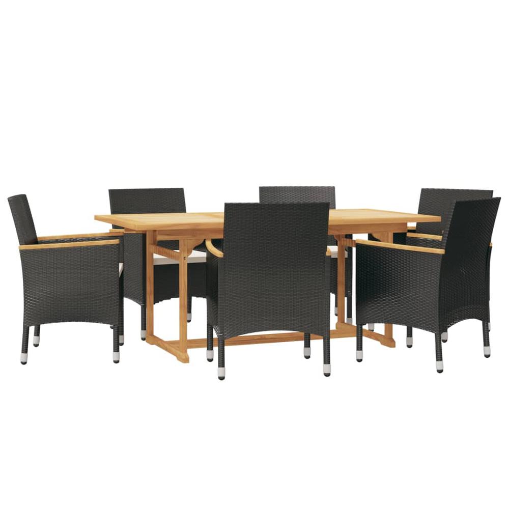 vidaXL 7 Piece Patio Dining Set with Cushions Black, 3103584. Picture 3