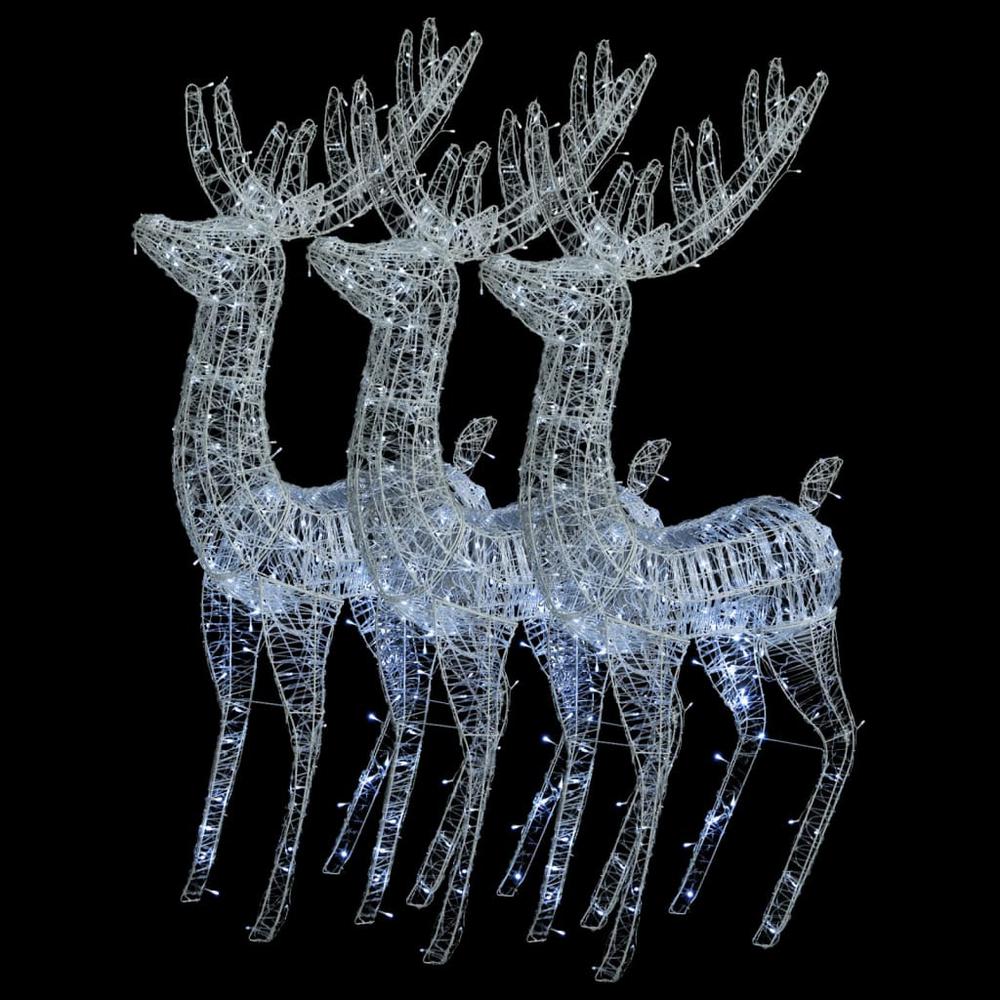 vidaXL XXL Acrylic Christmas Reindeers 250 LED 3 pcs 70.9" Cold white. Picture 2
