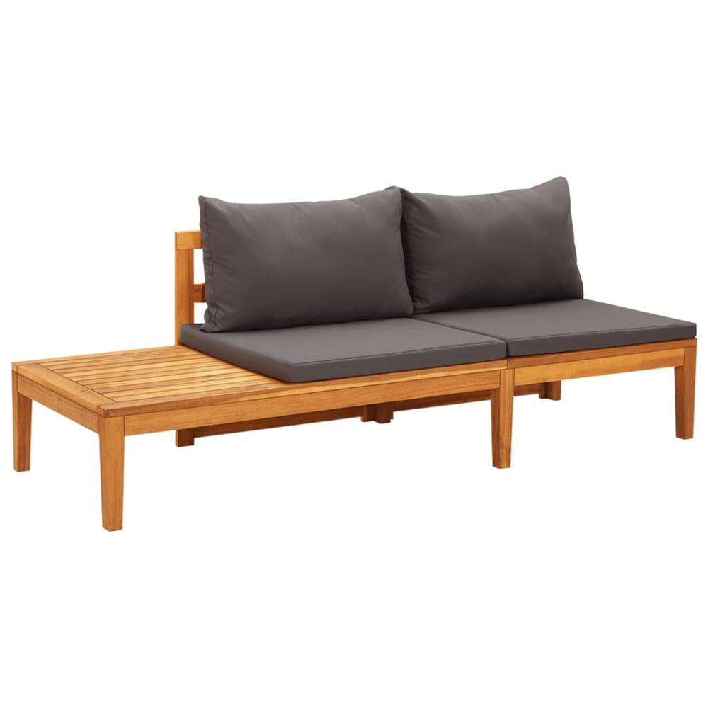 vidaXL Patio Bench with Table Dark Gray Cushions Solid Acacia Wood. Picture 1