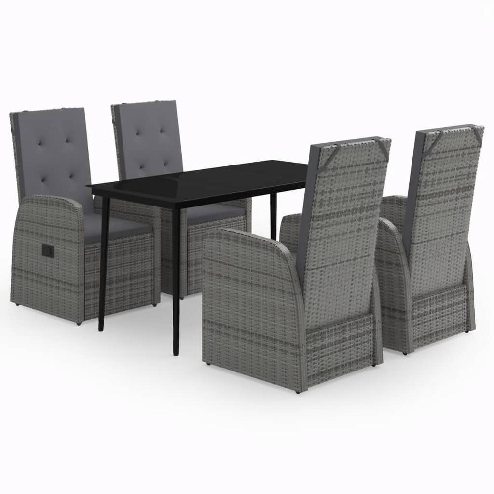 vidaXL 5 Piece Patio Dining Set with Cushions Gray, 3099487. Picture 2