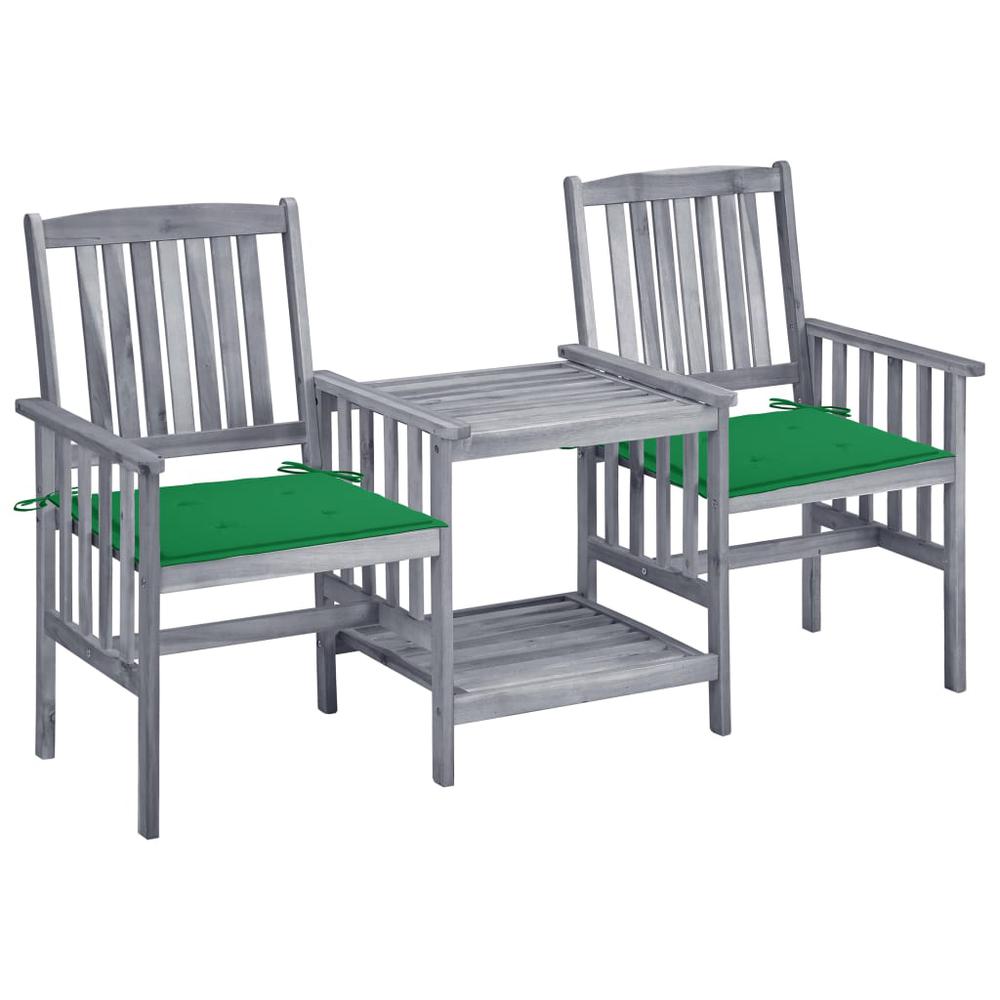 vidaXL Patio Chairs with Tea Table and Cushions Solid Acacia Wood, 3061307. Picture 1