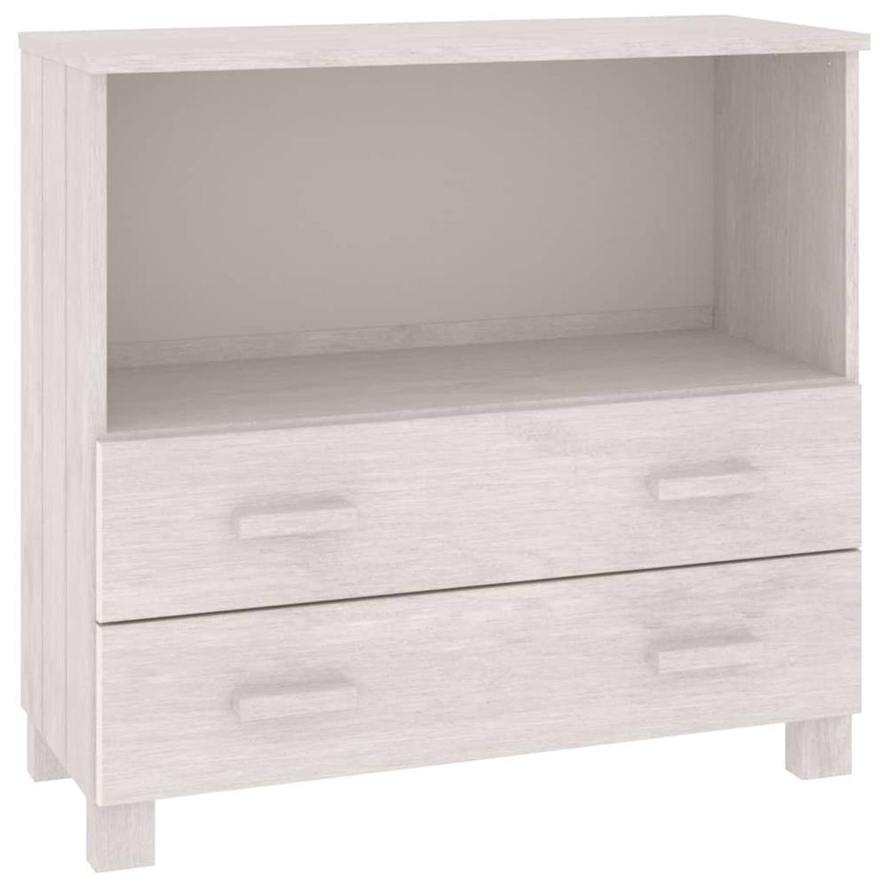 vidaXL Sideboard White 33.5"x13.8"x31.5" Solid Wood Pine, 340497. Picture 2