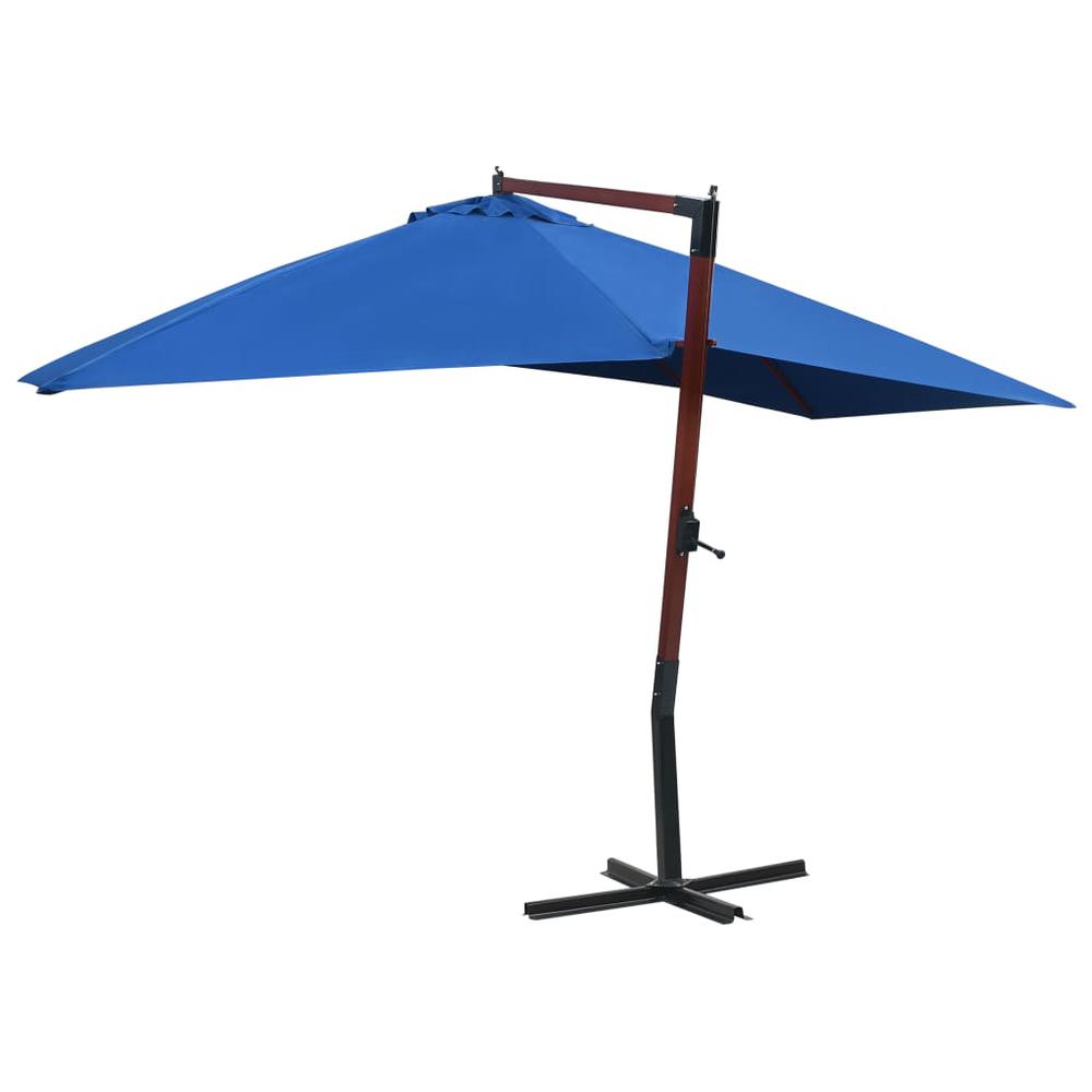 vidaXL Hanging Parasol with Wooden Pole 157.5"x118.1" Blue. Picture 3