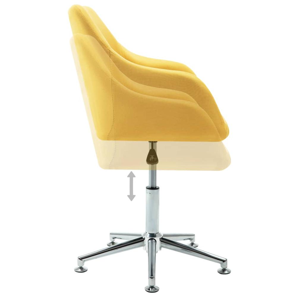 vidaXL Swivel Dining Chair Yellow Fabric. Picture 4
