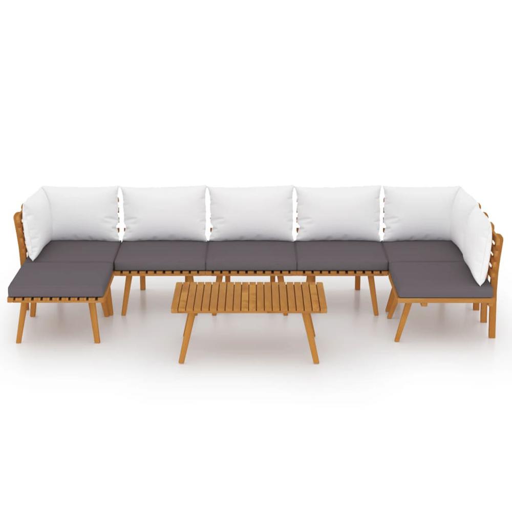 vidaXL 8 Piece Patio Lounge Set with Cushions Solid Acacia Wood, 3087032. Picture 3