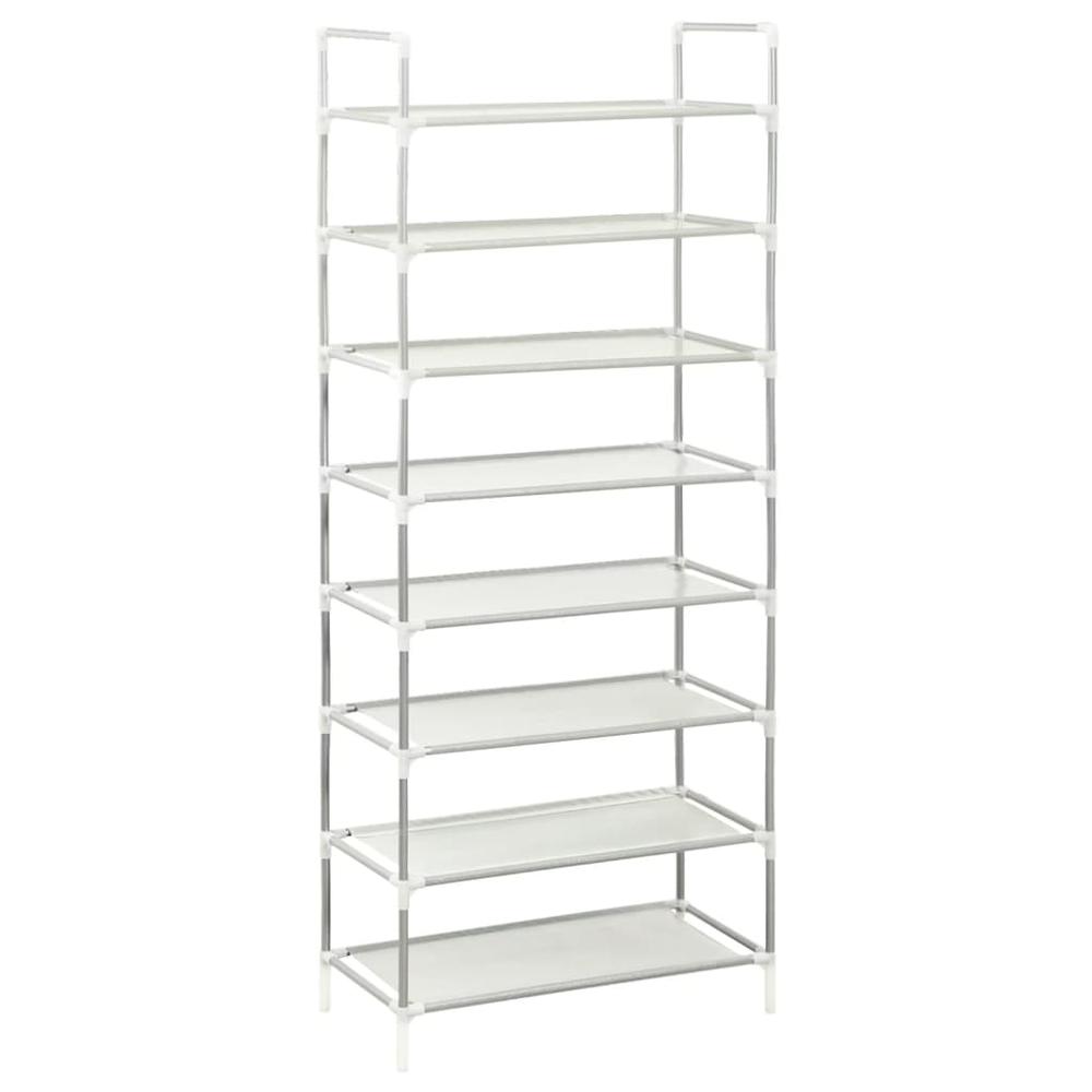 vidaXL Shoe Rack with 8 Shelves Metal and Non-woven Fabric Silver. Picture 2