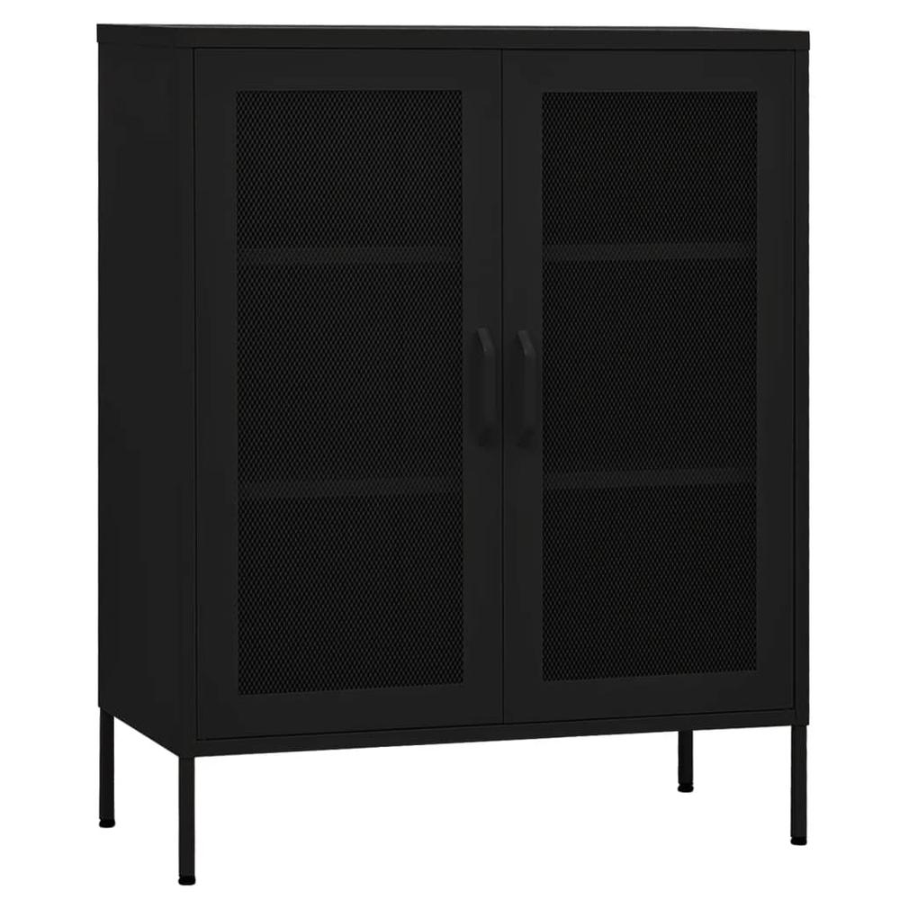 vidaXL Storage Cabinet Black 31.5"x13.8"x40" Steel, 336178. Picture 2
