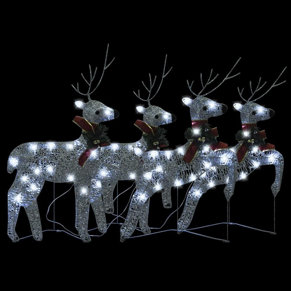 vidaXL Christmas Reindeers 4 pcs Silver 80 LEDs. Picture 3