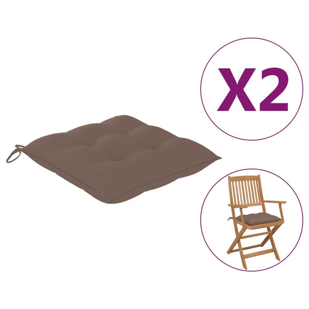 vidaXL Chair Cushions 2 pcs Taupe 19.7"x19.7"x2.8" Fabric. Picture 1