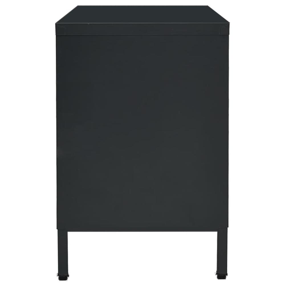 vidaXL TV Cabinet Black 41.3"x13.8"x20.5" Steel and Glass. Picture 4
