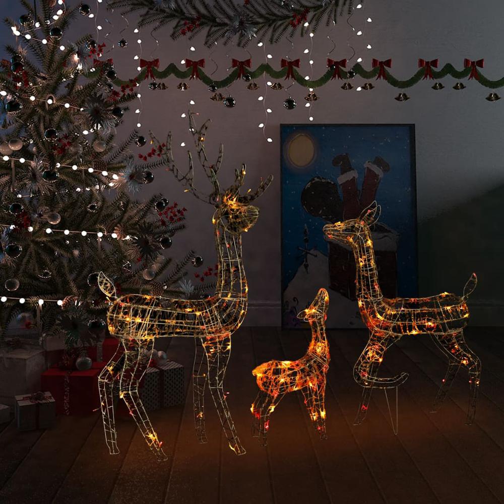 vidaXL Acrylic Reindeer Family Christmas Decoration 300 LED Colorful. Picture 1