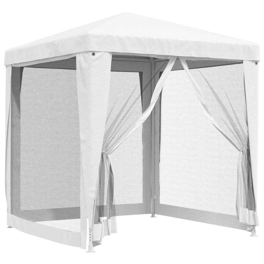 vidaXL Party Tent with 4 Mesh Sidewalls 6.6'x6.6' White. Picture 2