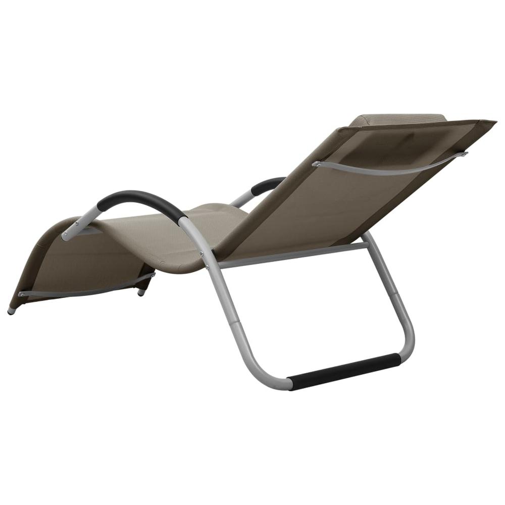 vidaXL Sun Lounger Textilene Taupe and Gray, 310515. Picture 4