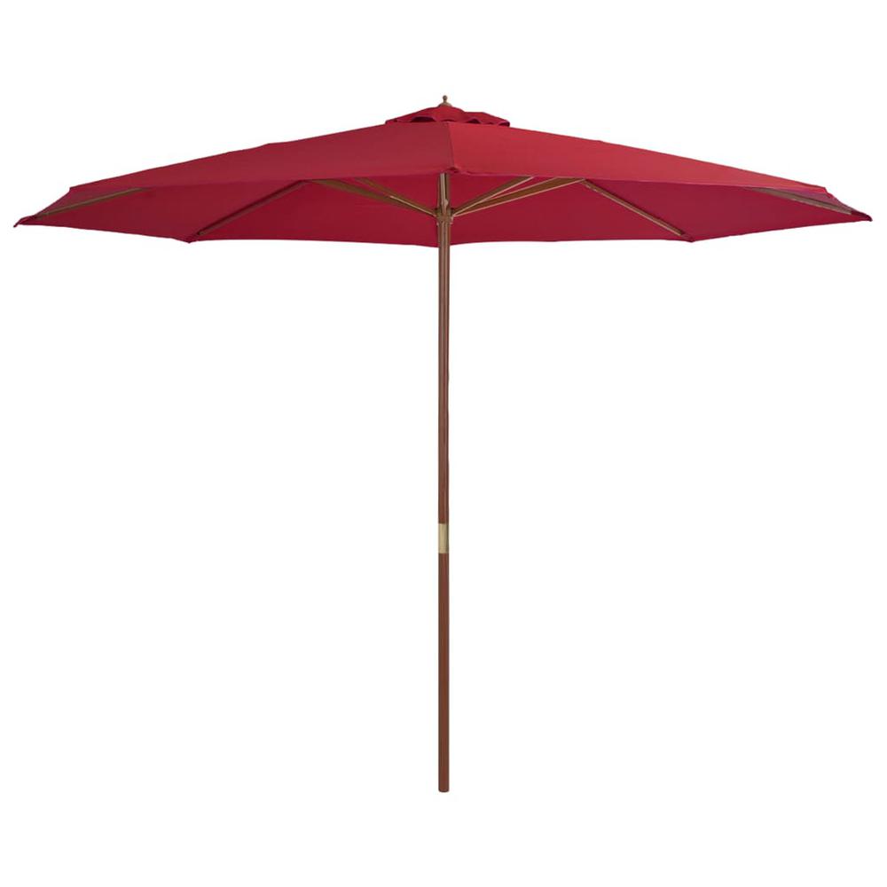 vidaXL Outdoor Parasol with Wooden Pole 137.8" Burgundy. Picture 1