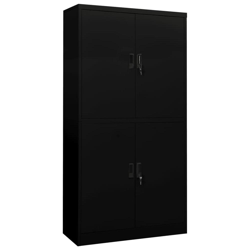 vidaXL Office Cabinet Black 35.4"x15.7"x70.9" Steel, 335944. Picture 1