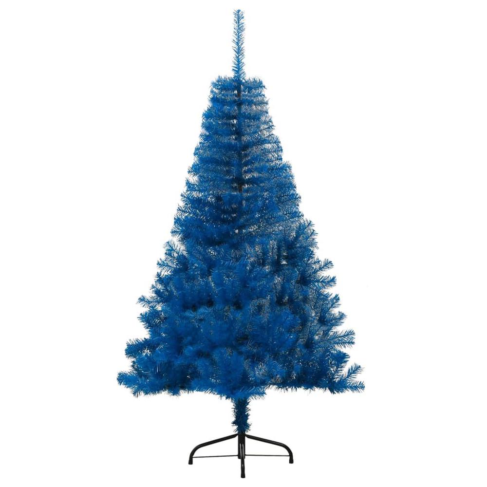 vidaXL Artificial Half Christmas Tree with Stand Blue 59.1" PVC. Picture 4