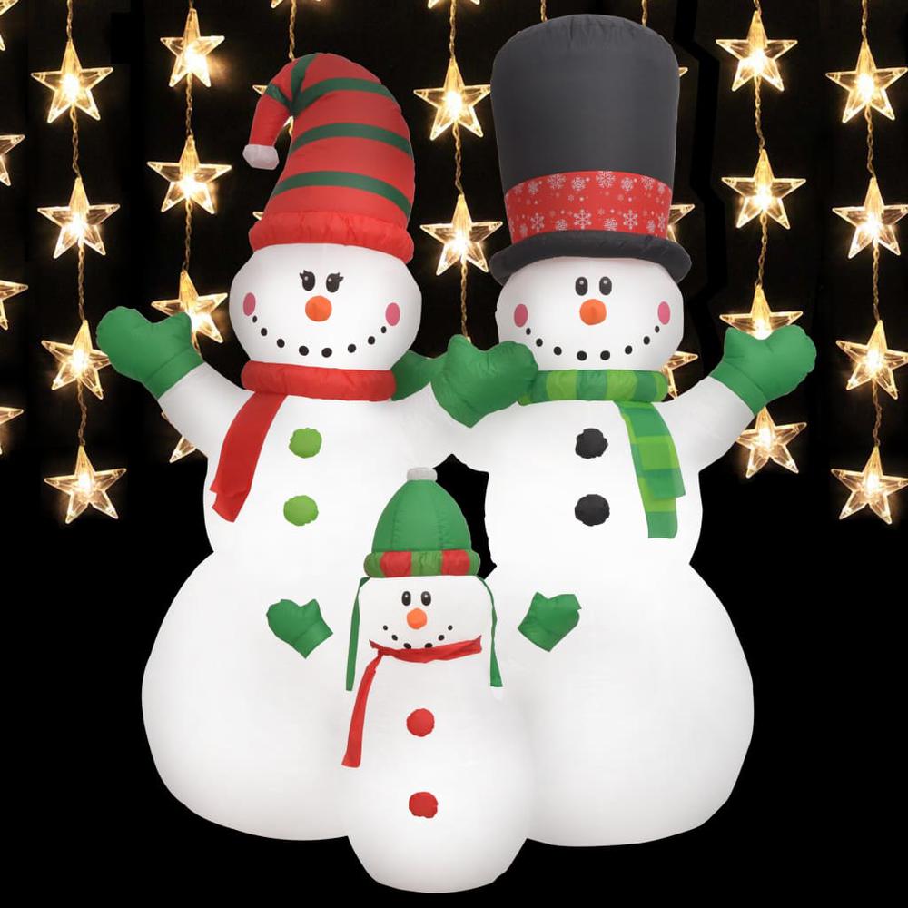 vidaXL Christmas Inflatable Snowmen Family LED IP44 94.5". Picture 1