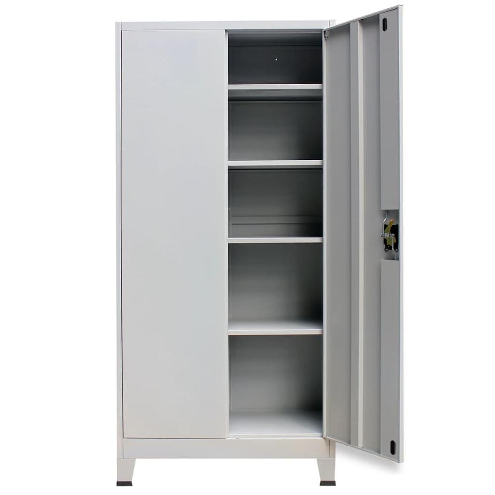 vidaXL Office Cabinet with 2 Doors Steel 35.4"x15.7"x70.9" Gray, 20152. Picture 4
