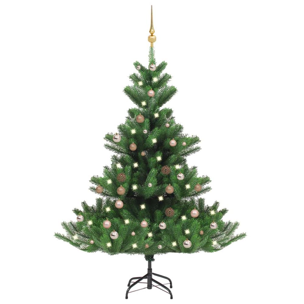 vidaXL Nordmann Fir Artificial Christmas Tree LED&Ball Set Green 70.9", 3077646. Picture 1