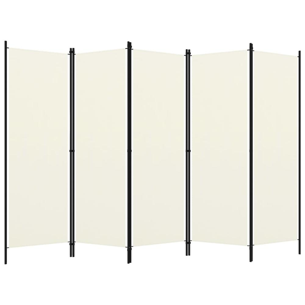 vidaXL 5-Panel Room Divider Cream White 98.4"x70.9". Picture 2