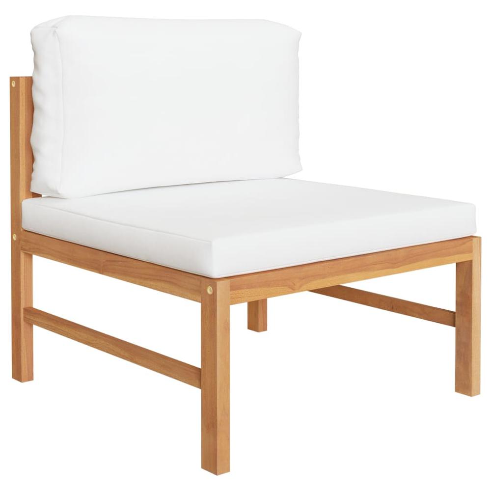 vidaXL 3-Seater Patio Sofa with Cream Cushions Solid Teak Wood. Picture 4