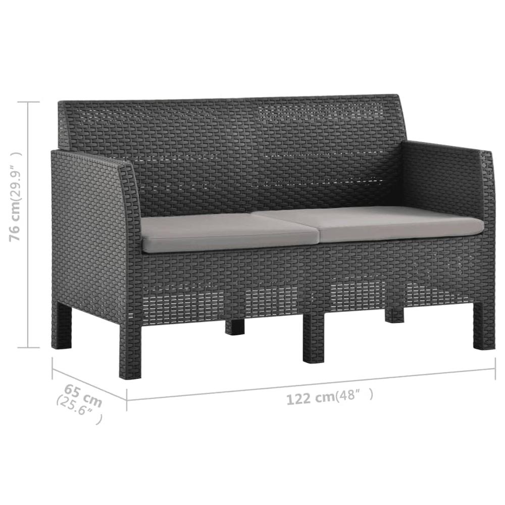vidaXL 3 Piece Patio Lounge Set with Cushions PP Rattan Anthracite, 3079671. Picture 12