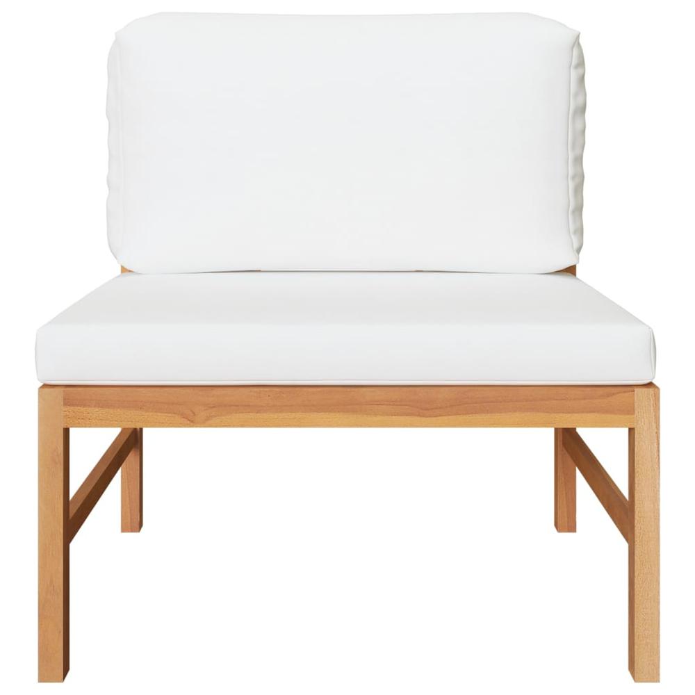 vidaXL 2 Piece Patio Lounge Set with Cream Cushions Teak Wood. Picture 3
