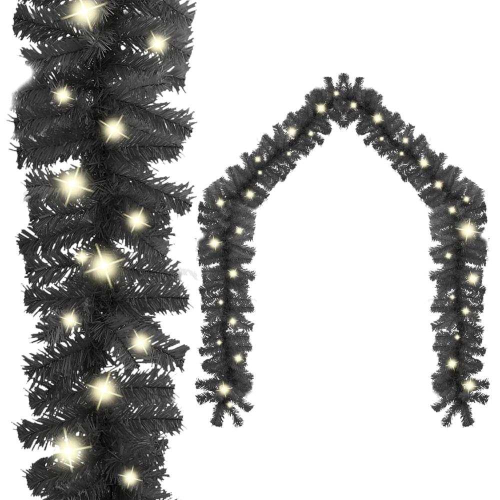 vidaXL Christmas Garland with LED Lights 393.7" Black. Picture 1