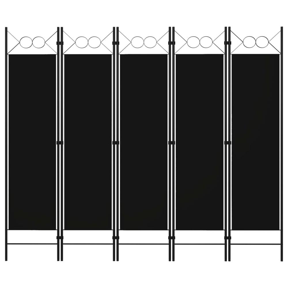 vidaXL 5-Panel Room Divider Black 78.7"x70.9". Picture 1