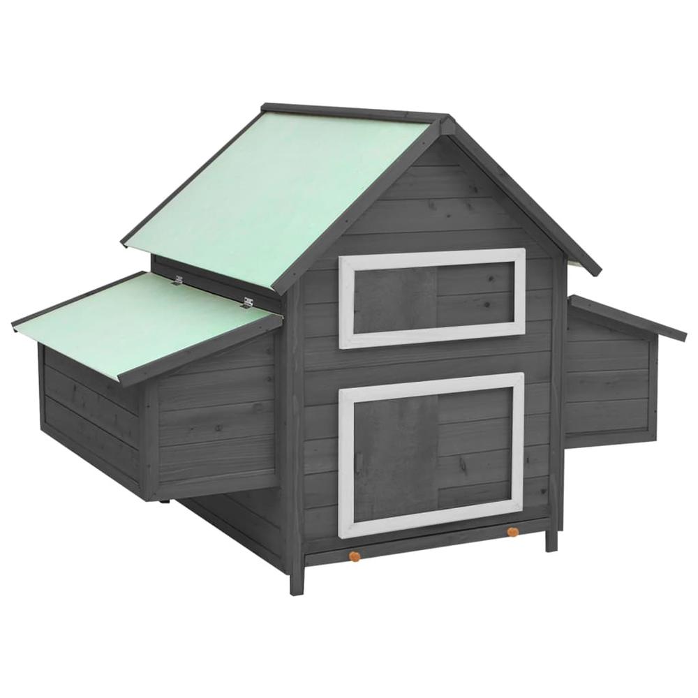 vidaXL Chicken Coop Gray and White 59.8"x37.7"x43.3" Solid Firwood. Picture 1