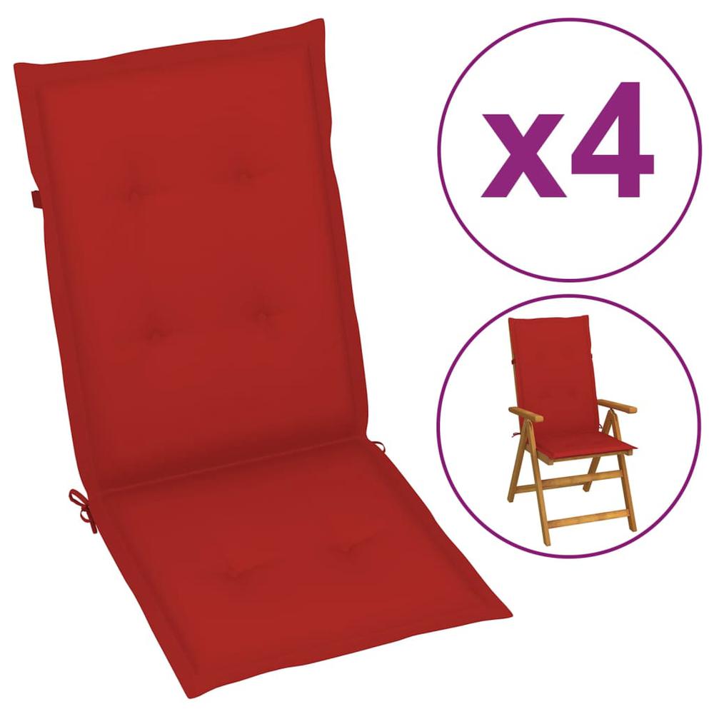 vidaXL Garden Chair Cushions 4 pcs Red 47.2"x19.7"x1.2". Picture 1
