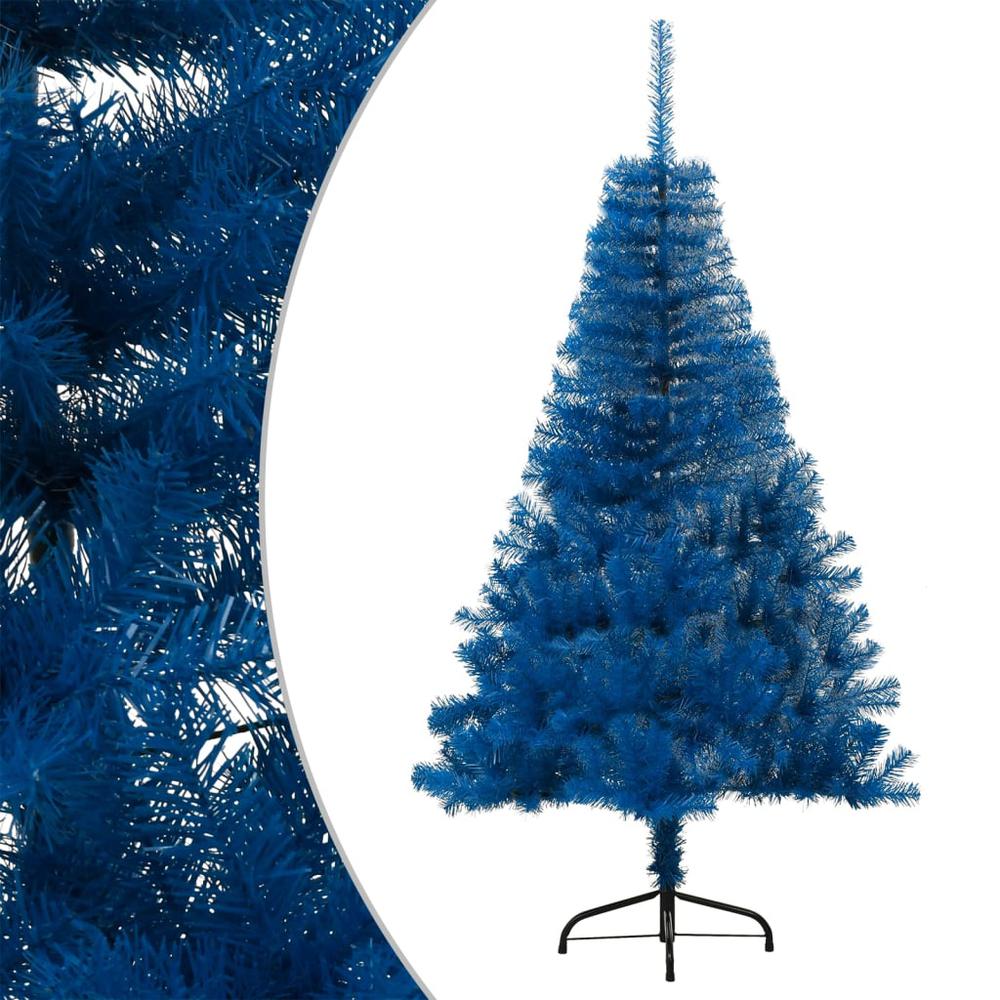 vidaXL Artificial Half Christmas Tree with Stand Blue 59.1" PVC. Picture 3