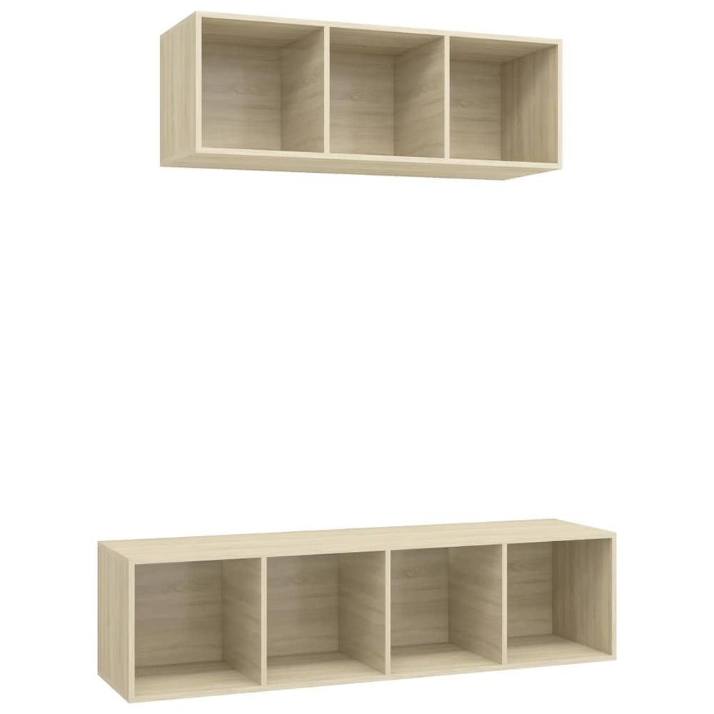 vidaXL 2 Piece TV Cabinet Set Sonoma Oak Engineered Wood, 3079793. Picture 2