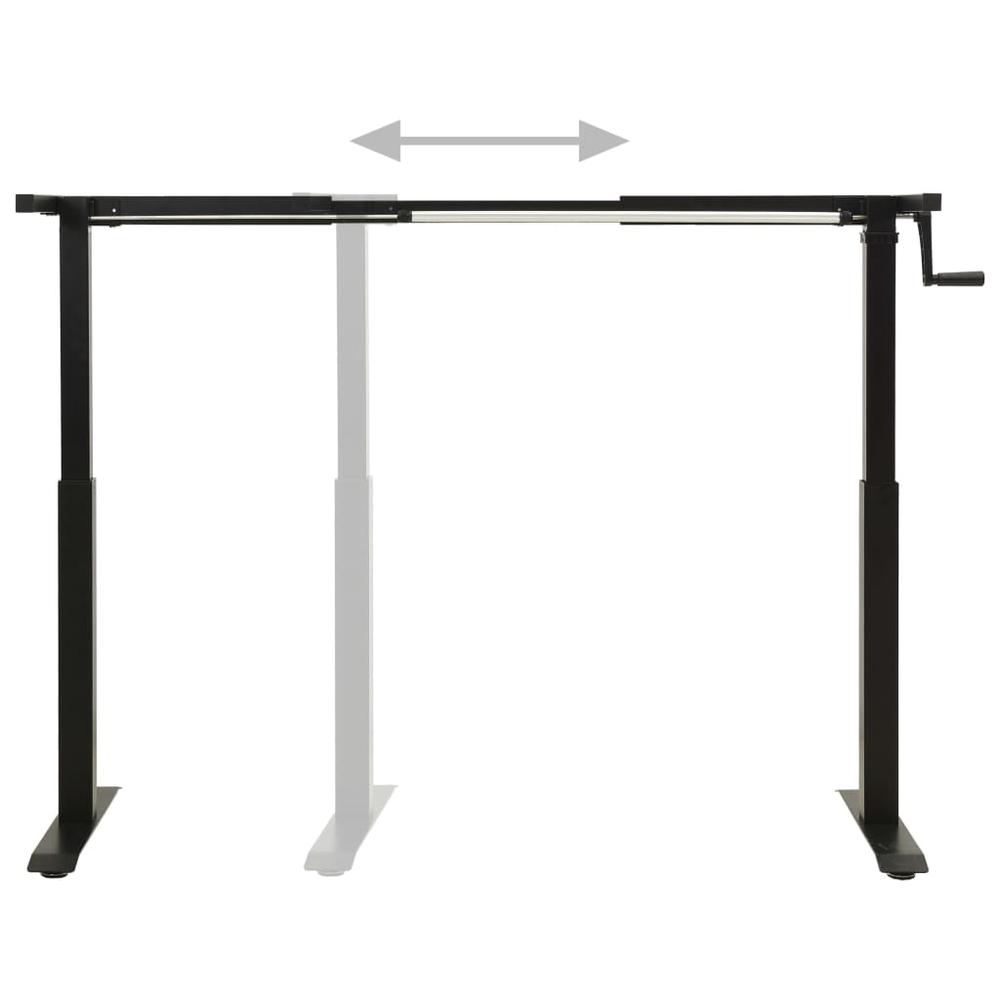 vidaXL Manual Height Adjustable Standing Desk Frame Hand Crank Black. Picture 4
