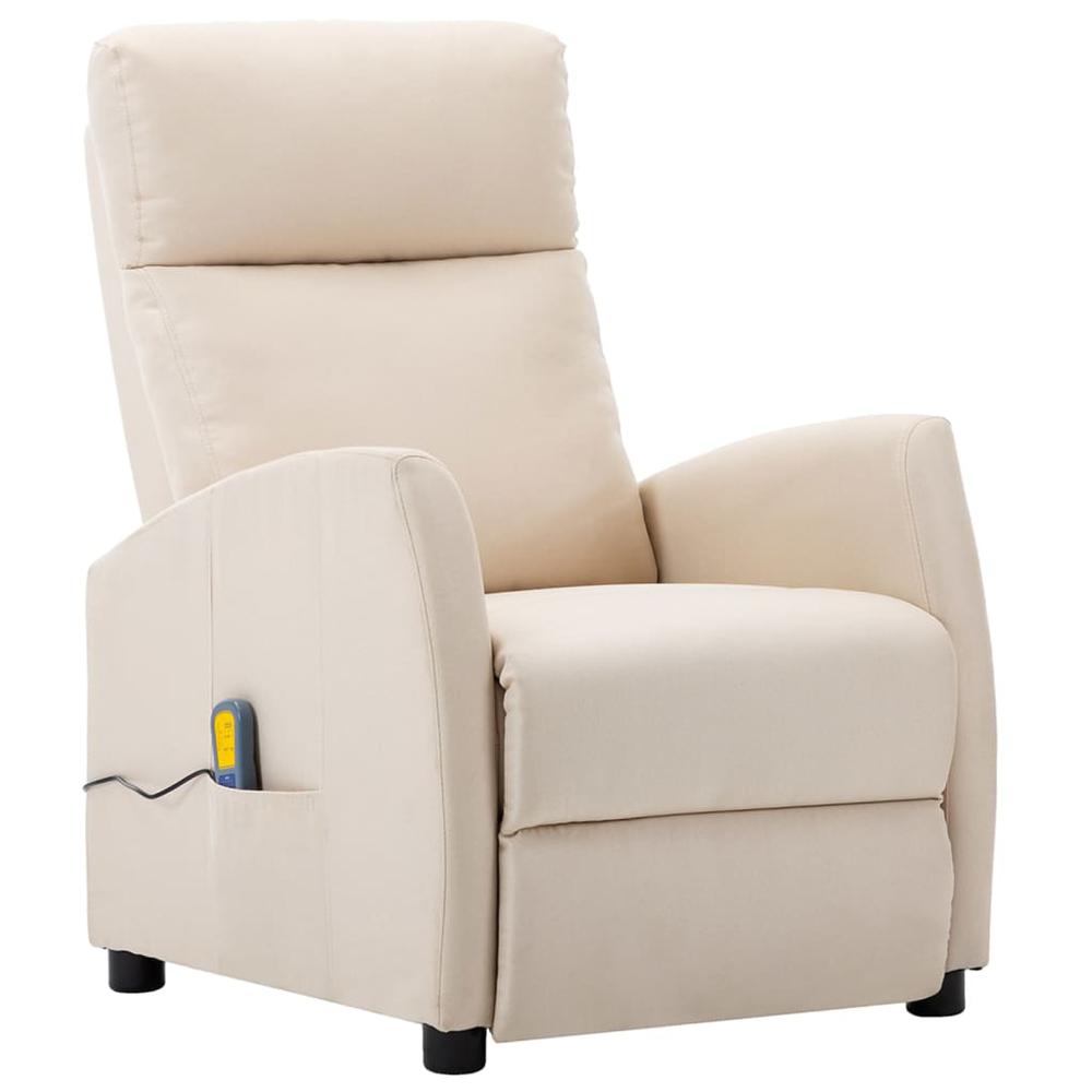 vidaXL Electric Massage Reclining Chair Cream Fabric. Picture 2