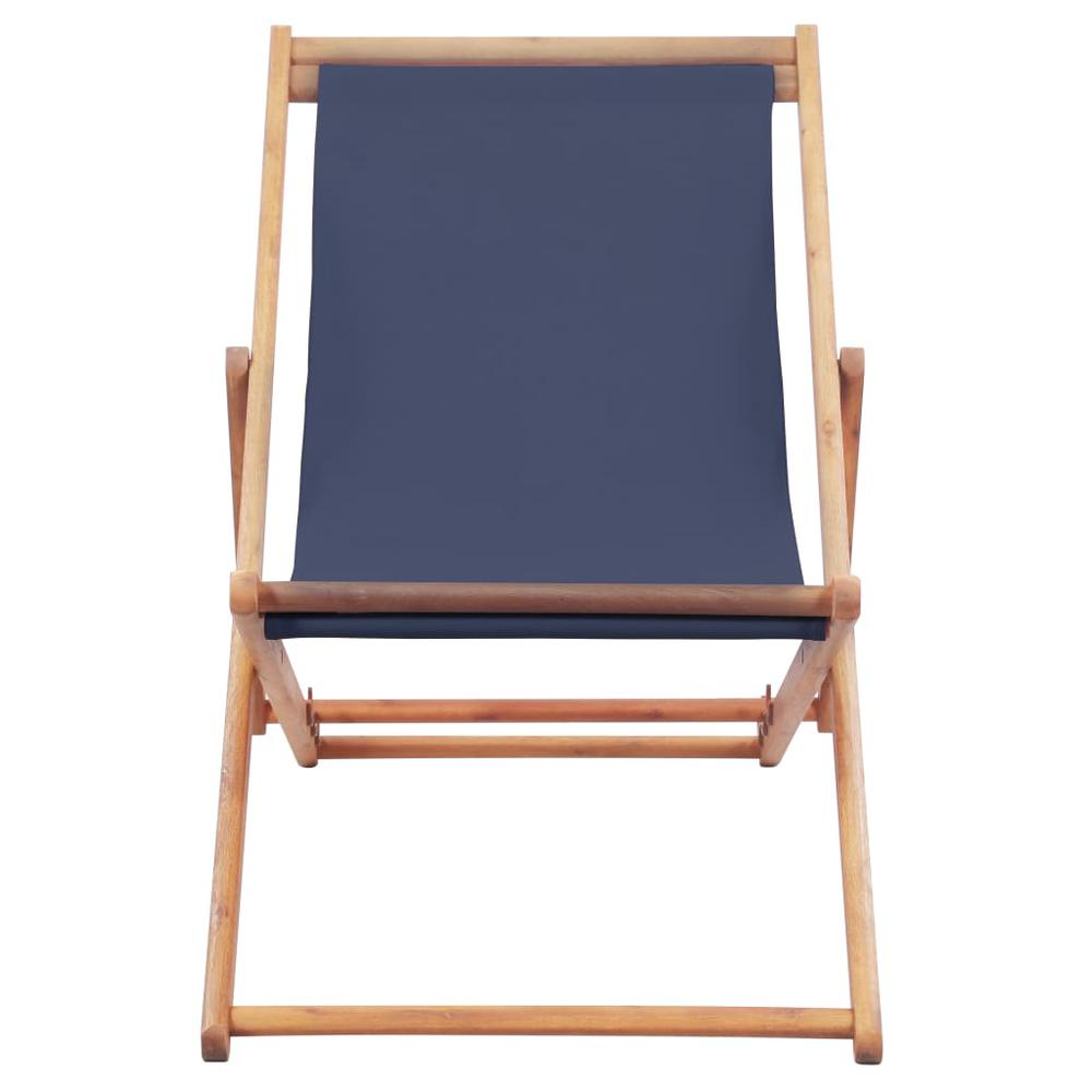 vidaXL Folding Beach Chair Fabric and Wooden Frame Blue, 44000. Picture 3