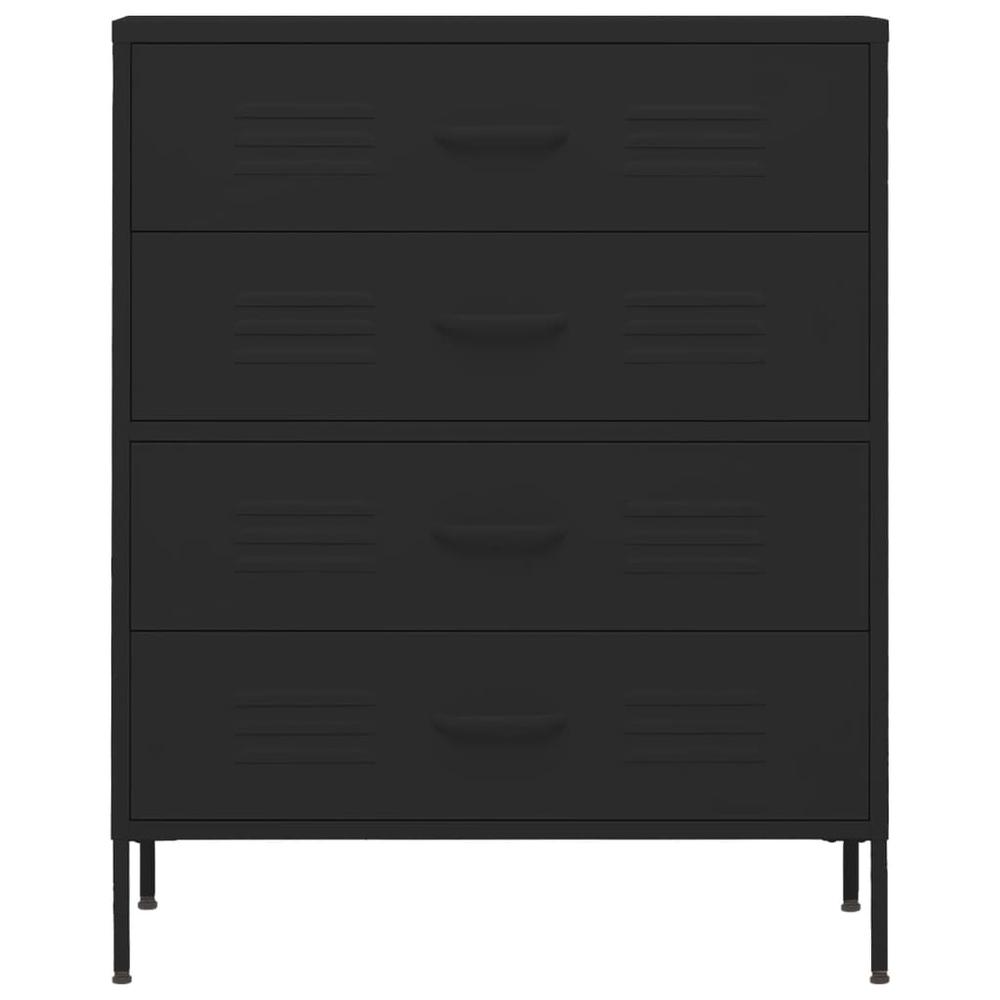 vidaXL Chest of Drawers Black 31.5"x13.8"x40" Steel. Picture 3